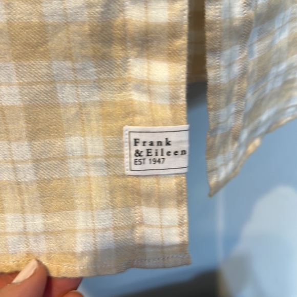 Barry style button-down plaid flanneled LINEN shirt - size S - Picture 3 of 6